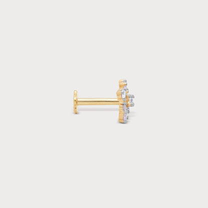 The Sparkle Cluster Nose Pin, a gold diamond nose pin for women, from a diamond jewellery store.