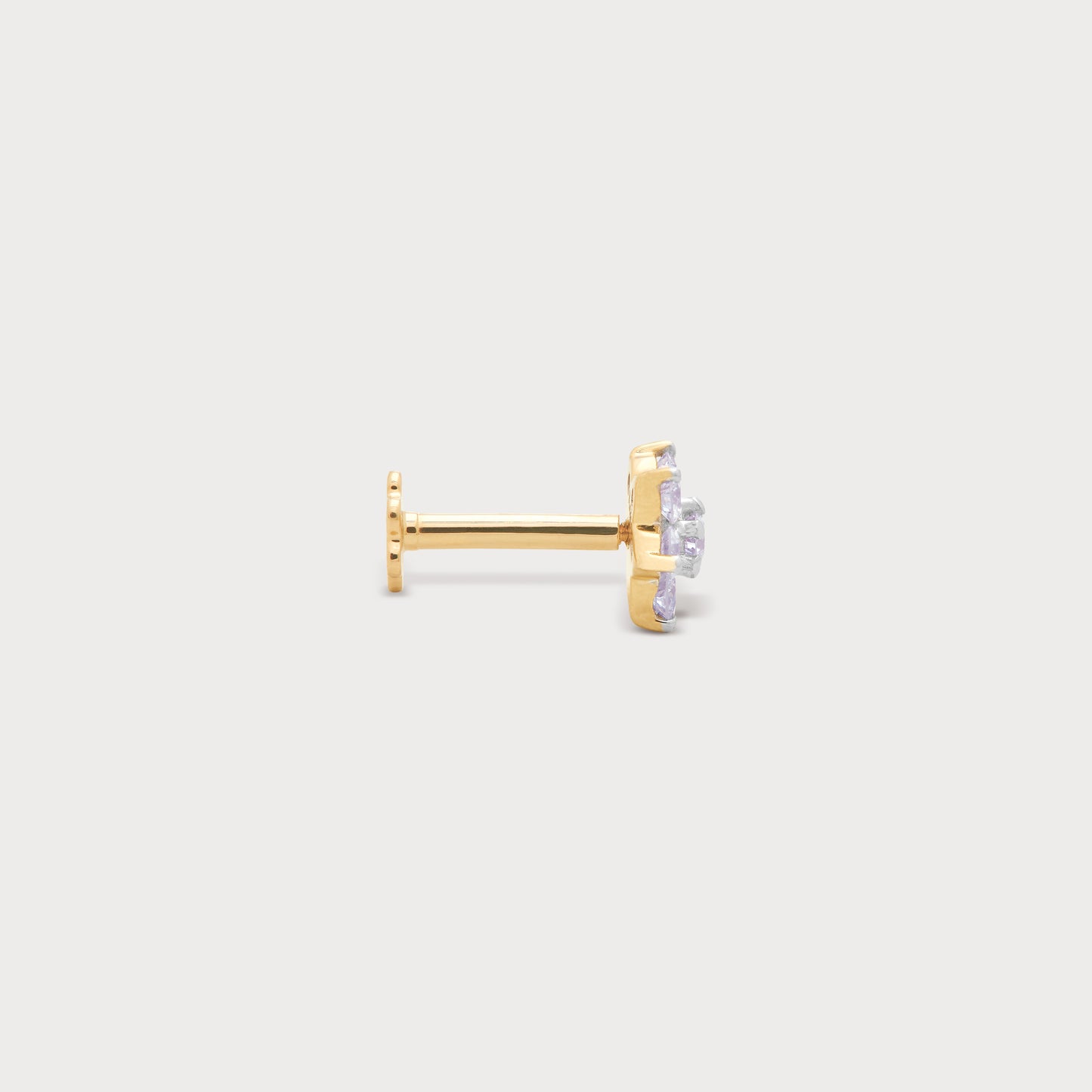 The Flora Nose Pin: Gold floral diamond nose stud. Elegant diamond jewellery for women.