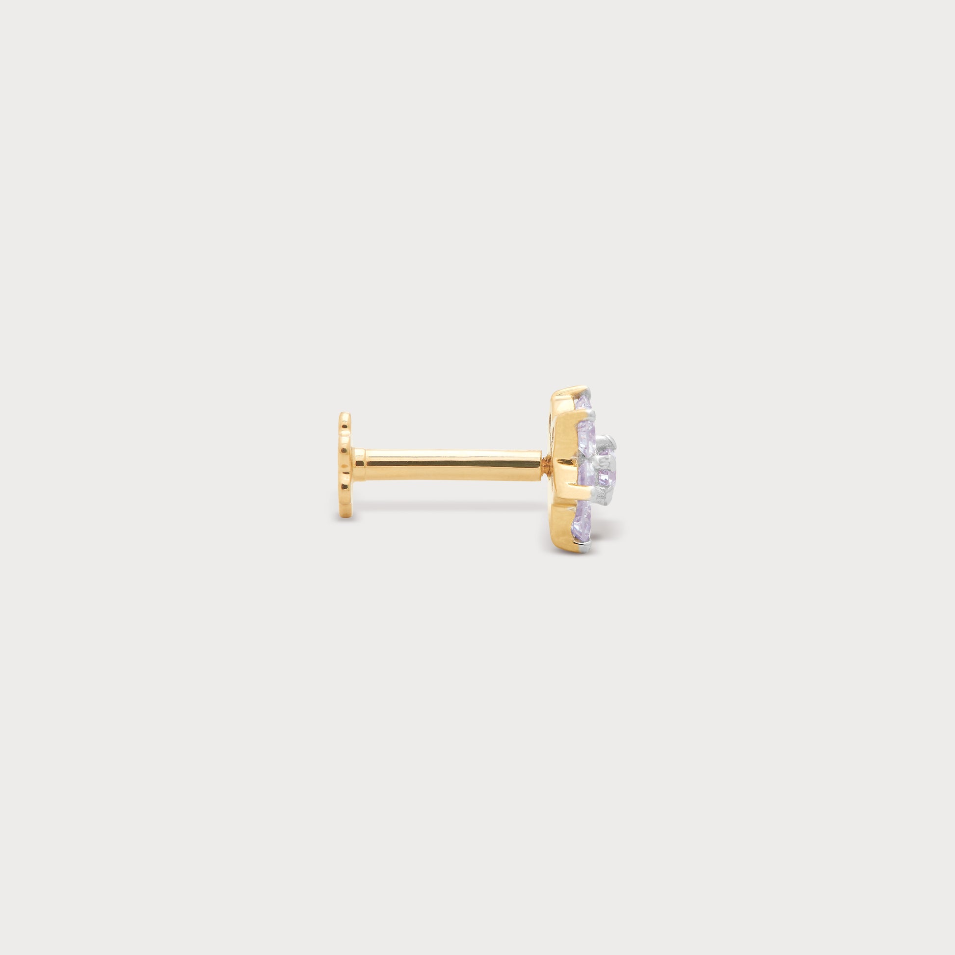 The Flora Nose Pin: Gold floral diamond nose stud. Elegant diamond jewellery for women.