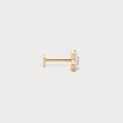 The Flora Nose Pin: Gold floral diamond nose stud. Elegant diamond jewellery for women.