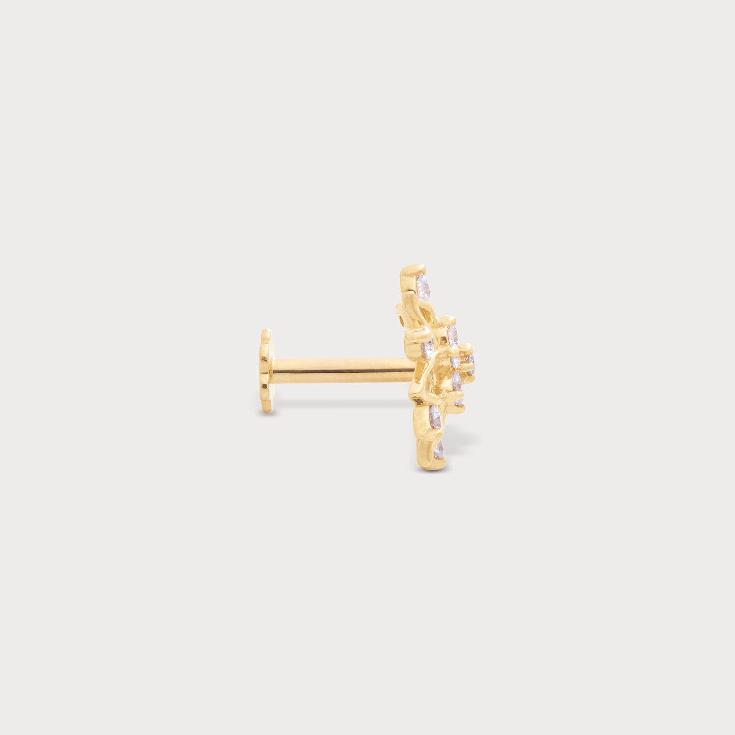 The Heritage gold nose pin with diamonds. Elegant diamond nose stud from our online jewellery store.