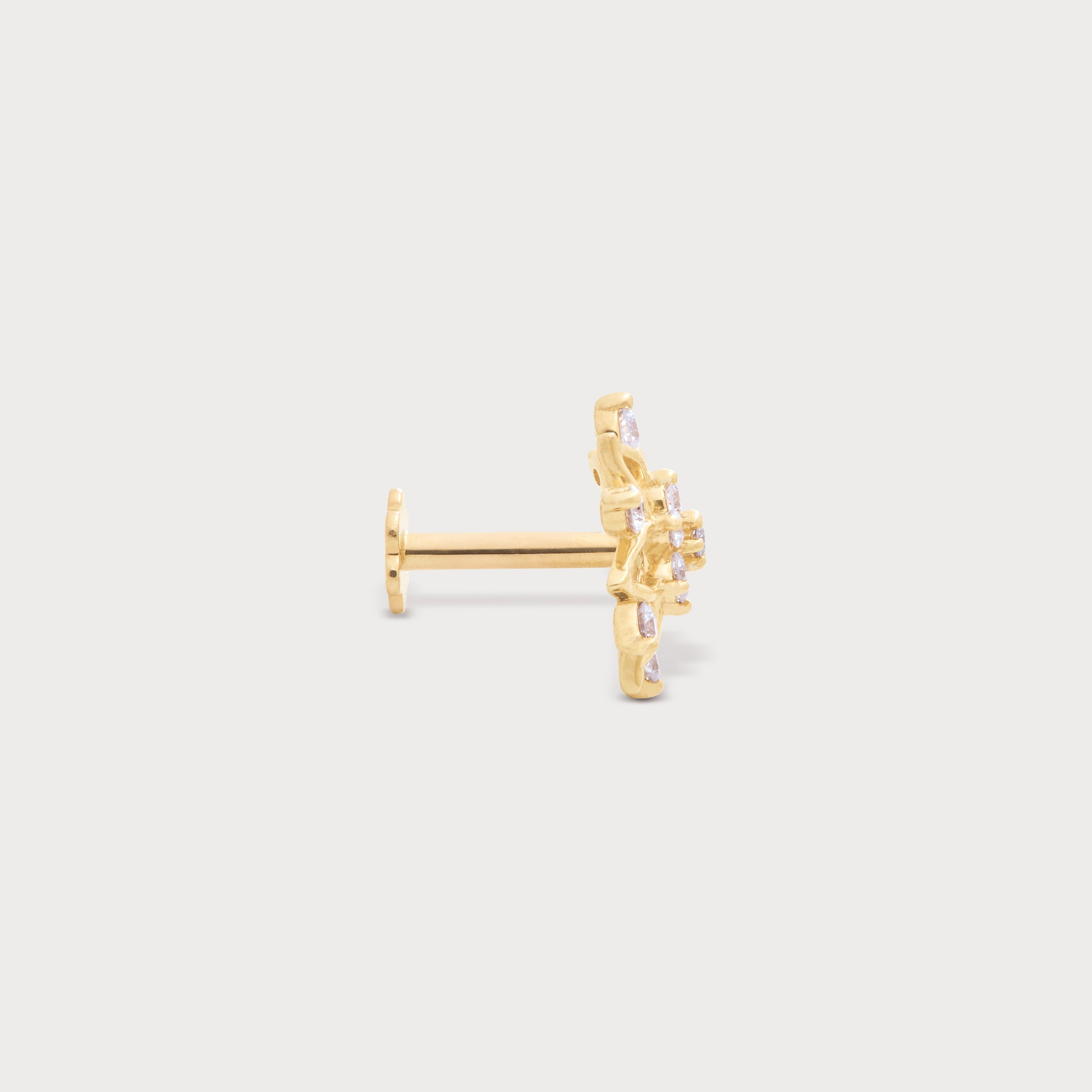 The Heritage gold nose pin with diamonds. Elegant diamond nose stud from our online jewellery store.