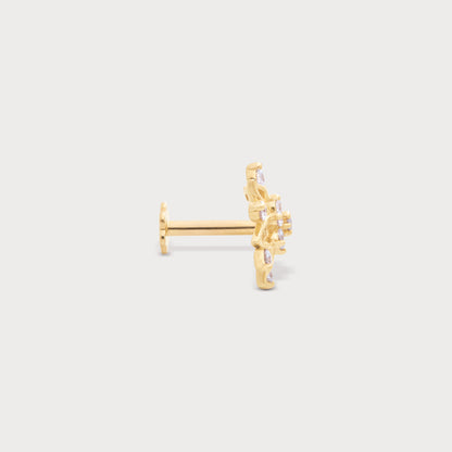 The Heritage gold nose pin with diamonds. Elegant diamond nose stud from our online jewellery store.