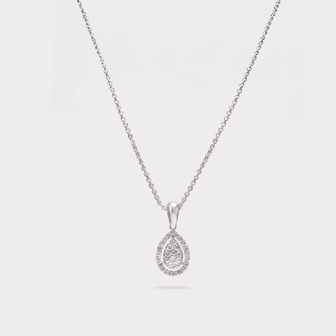 Woodgrace Halo Cluster Diamond Pendant Chain