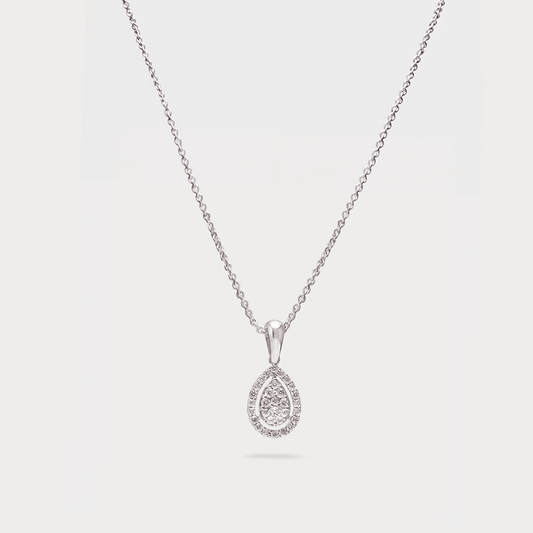 Woodgrace Halo Cluster Diamond Pendant Chain