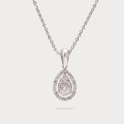Woodgrace Halo Cluster Diamond Pendant Chain