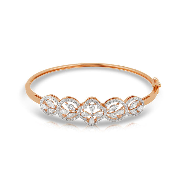 Aukera Lab Grown Diamonds-Golden Elegance Marquise and Pear Oval Bangle