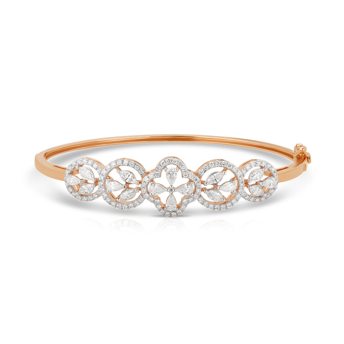 Aukera Lab Grown Diamonds-Golden Elegance Marquise and Pear Oval Bangle