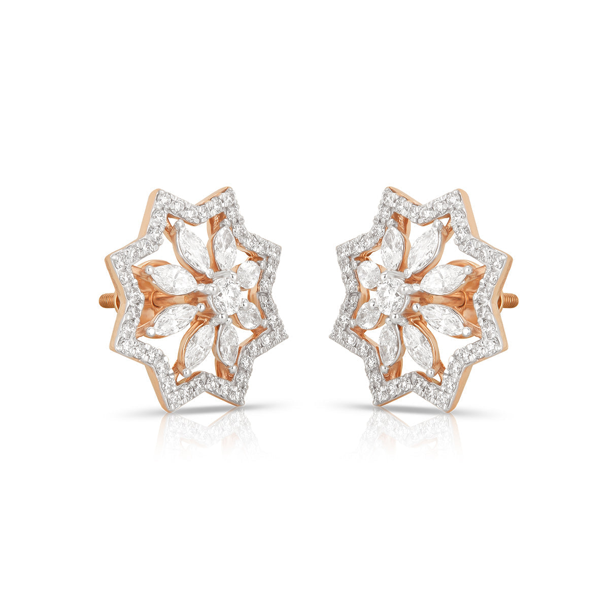 Aukera Lab Grown Diamonds-Stellar Radiance - Star Pattern Stud Earrings
