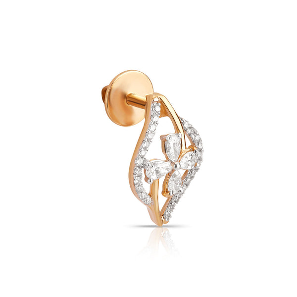 Aukera Lab Grown Diamonds-Gilded Elegance - Pave Diamond Frame Stud Earrings