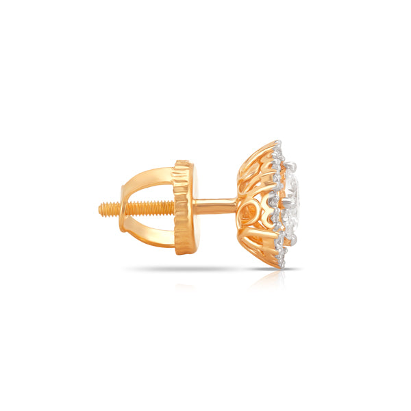 Aukera Lab Grown Diamonds-Gilded Hexa Halo -Halo Ear Studs