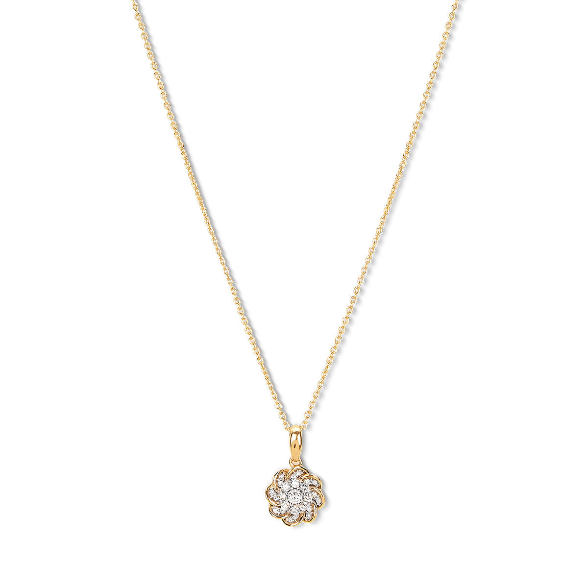 Aukera Lab Grown Diamonds-Golden Nakshatra Blooms -Floral Halo Pendant