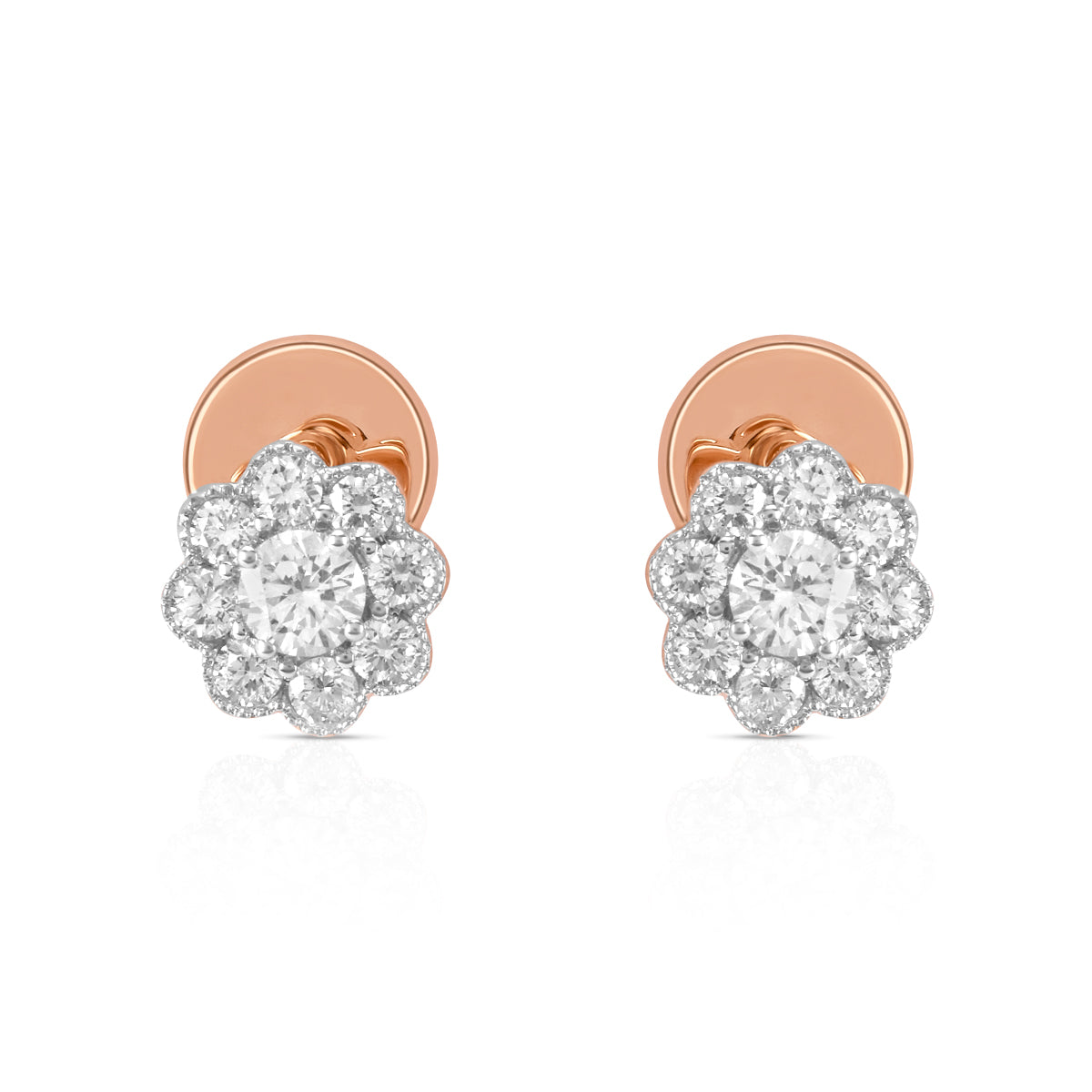 Aukera-Radiant Rosette Diamond Floral Stud Earrings