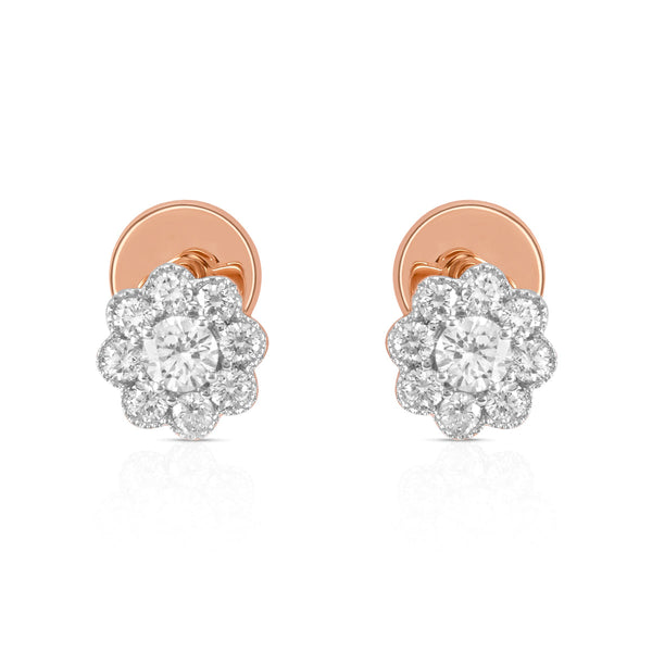 Aukera Lab Grown Diamonds-Radiant Rosette Diamond Floral Stud Earrings