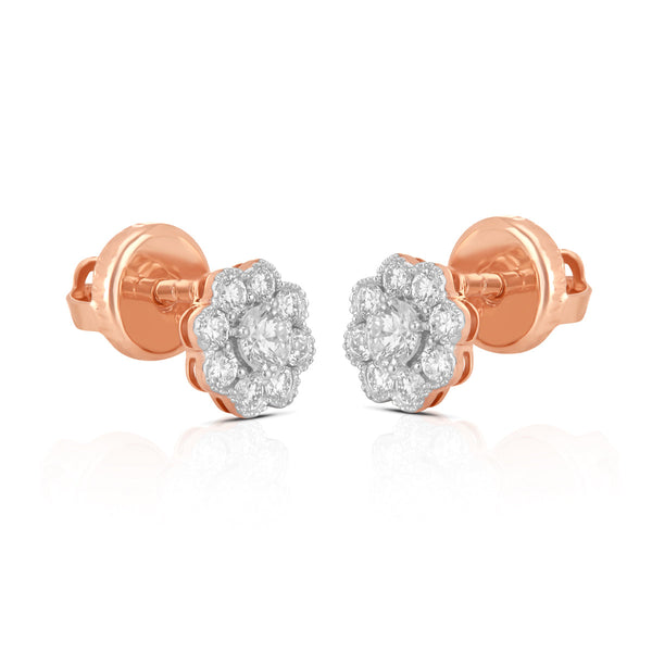 Aukera Lab Grown Diamonds-Radiant Rosette Diamond Floral Stud Earrings
