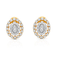 Aukera Lab Grown Diamonds-Golden Enchantment Halo Stud Earrings