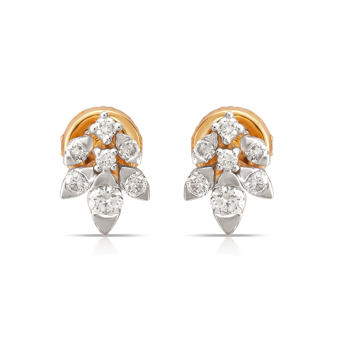 Aukera Lab Grown Diamonds-Golden Teardrop Elegance - Stud Earrings