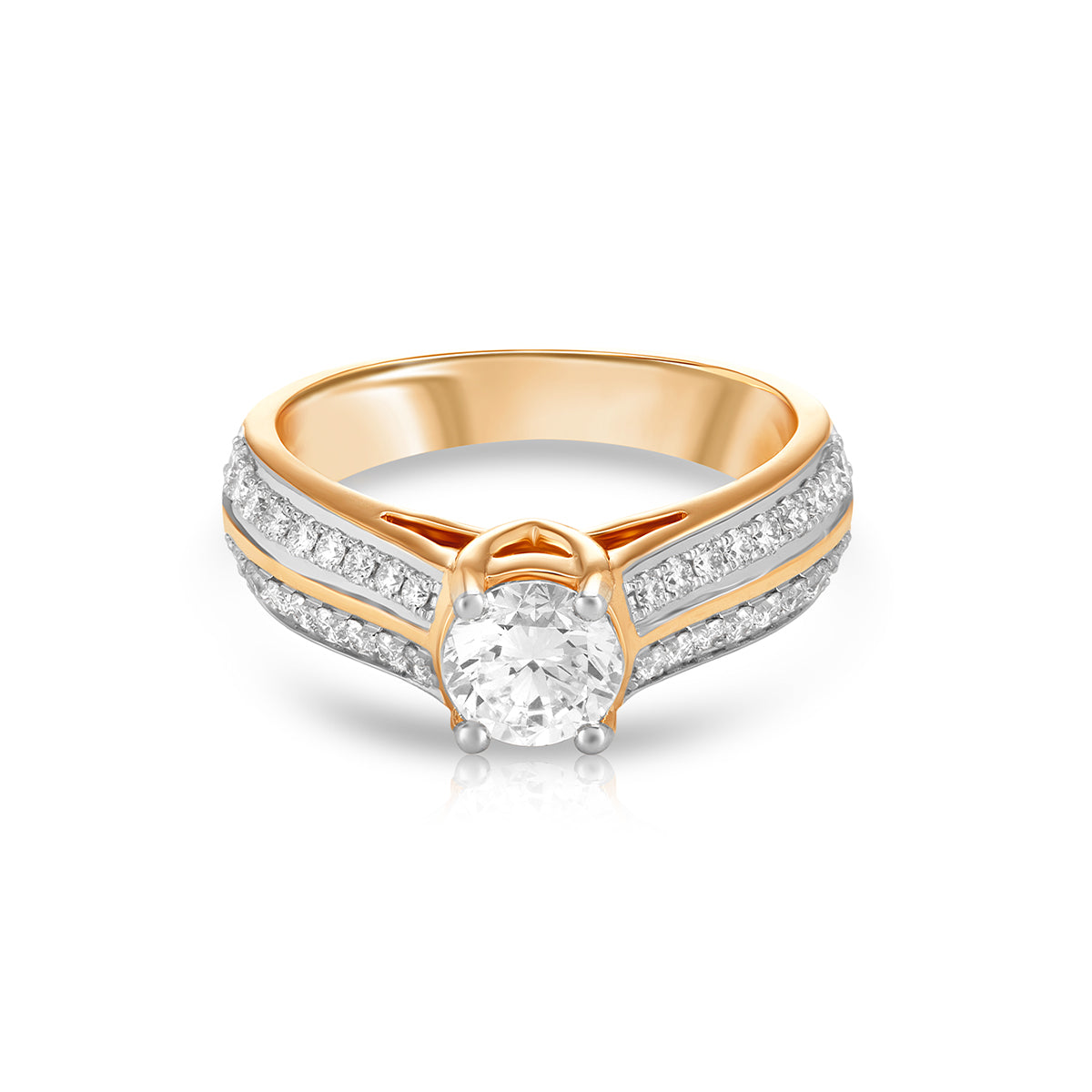 Aukera Lab Grown Diamonds-Golden Elegance Solitaire Ring