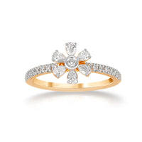 Lab Grown Yellow Gold Floral Ring Diamond