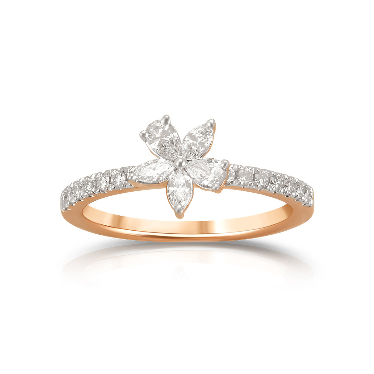 Aukera - Elegant Garden Symphony Rose Gold Floral Ring