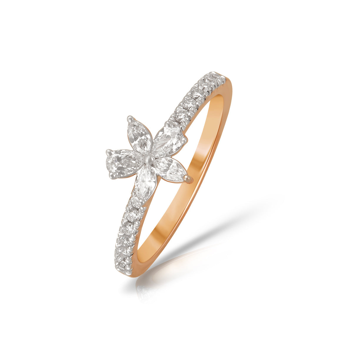 Aukera - Elegant Garden Symphony Rose Gold Floral Ring