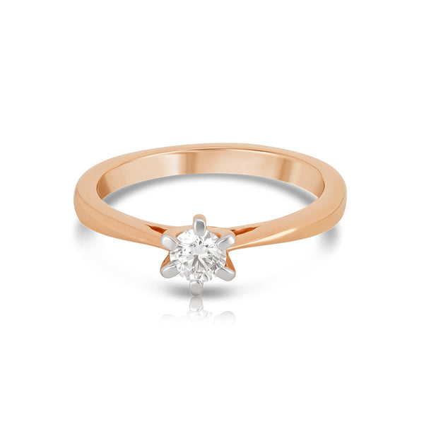 Aukera Lab Grown Diamonds-Golden Elegance -Timeless Solitaire Ring